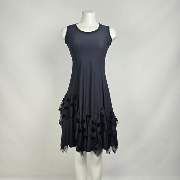 Sunlight Dresses & Skirts - Sun Light Morillon Black Polka Dot Detail Sleeveless Dress Size 1 (S/M)
